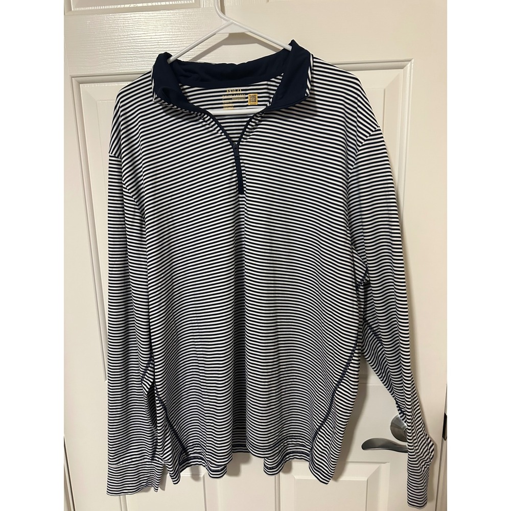 Polo Ralph Lauren Pullover Mens XXL Navy White Performance Stripe Quarter Zip